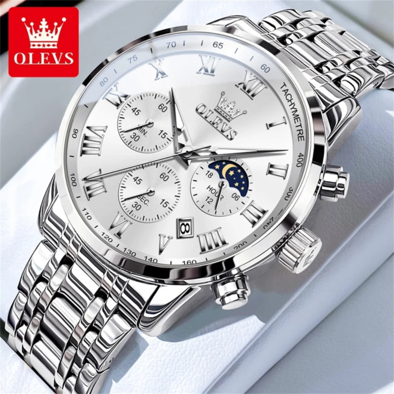 olevs 5529 silver watch for men's corporate wear