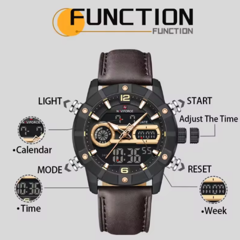 NAVIFORCE-9263 Fashion Sports Waterproof Alarm watch