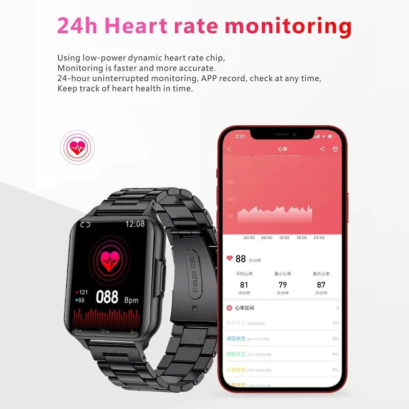Body Temperature Blood Oxygen Flashlight Custom Watch Face IP68 Waterproof Smartwatch For