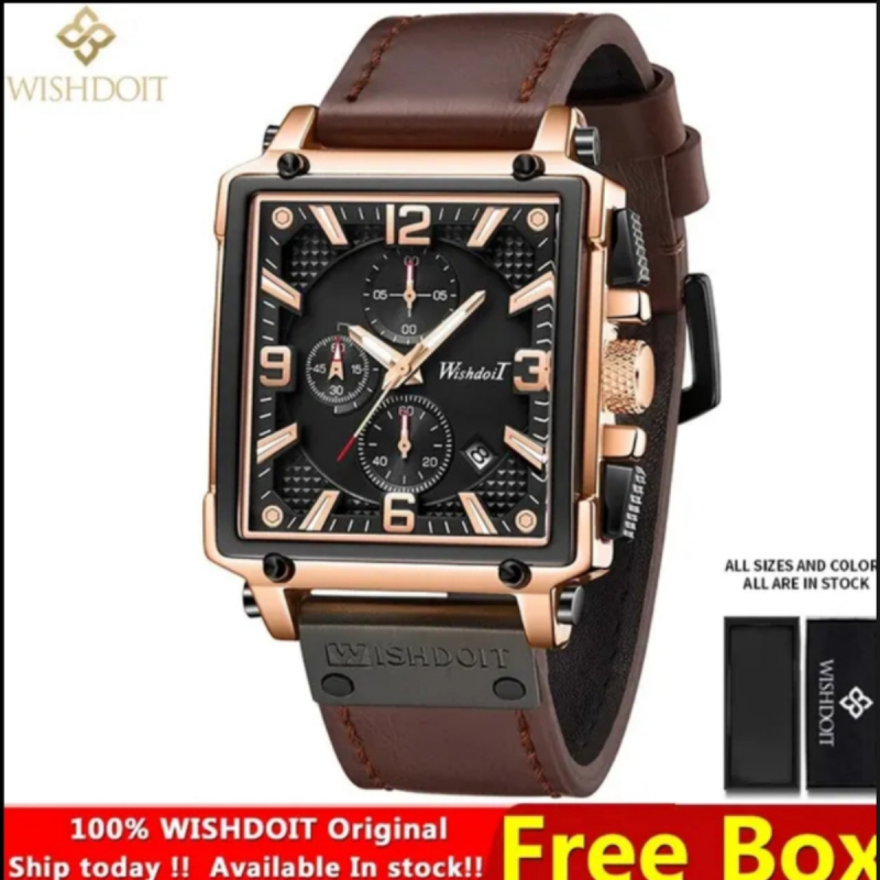 wishdoit active chronograph watch for men with premium leather belt
