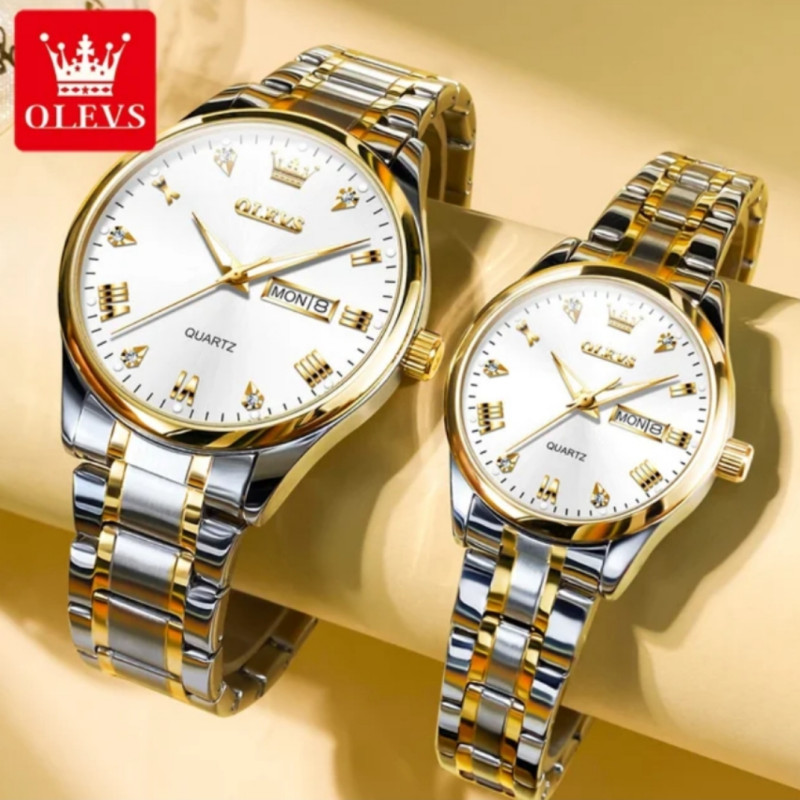 OLEVS 5563 black waterproof watch for couple