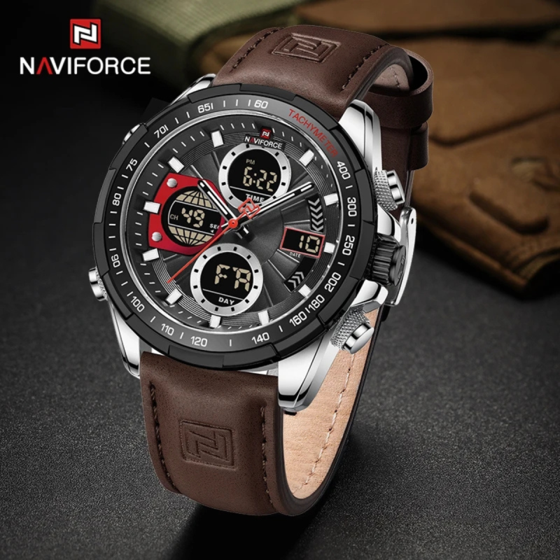 naviforce 9197 chocolate belt watch for men's fashion
