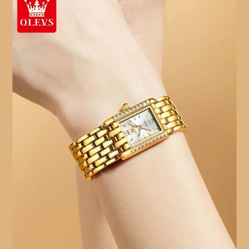 Olevs 3700 ladies pure gold color watch