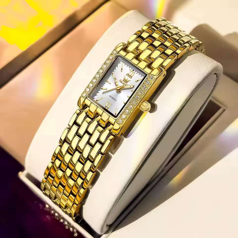 Olevs 3700 ladies pure gold color watch