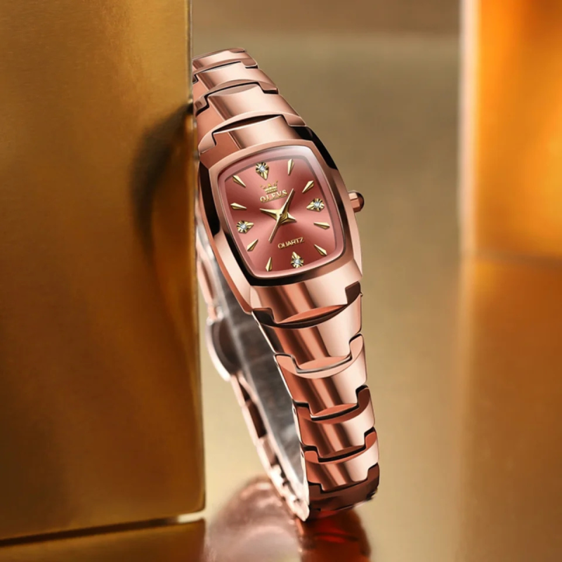 olevs 7006 rose gold ceramic watch for fashion