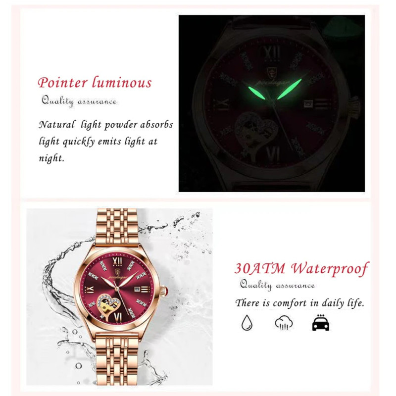 Fashion Rose Gold Stainless Stain Steel Ladies Watch