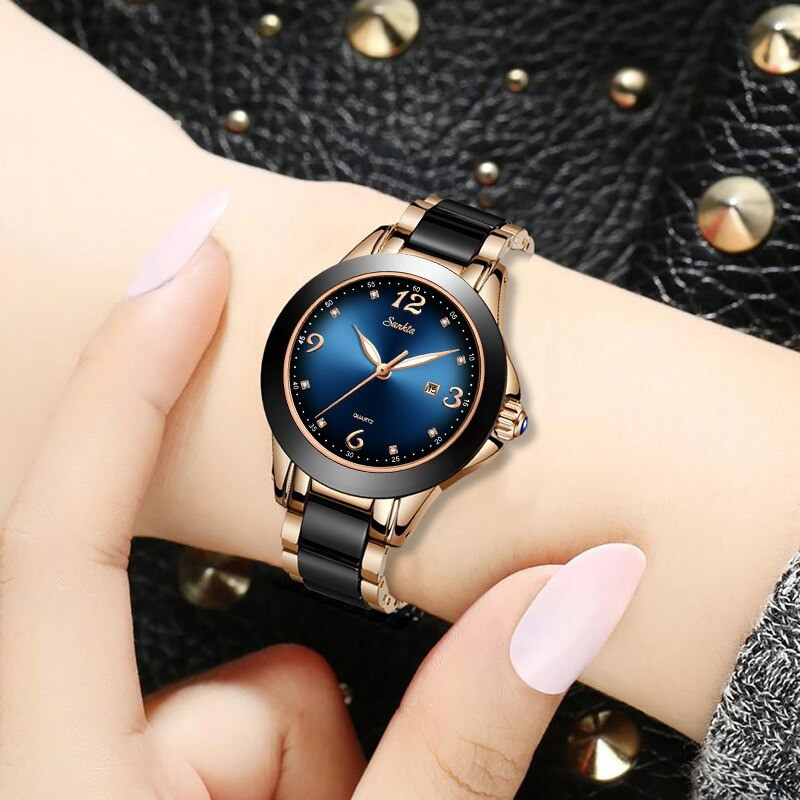 ladies ceramic waterproof watch for fashion