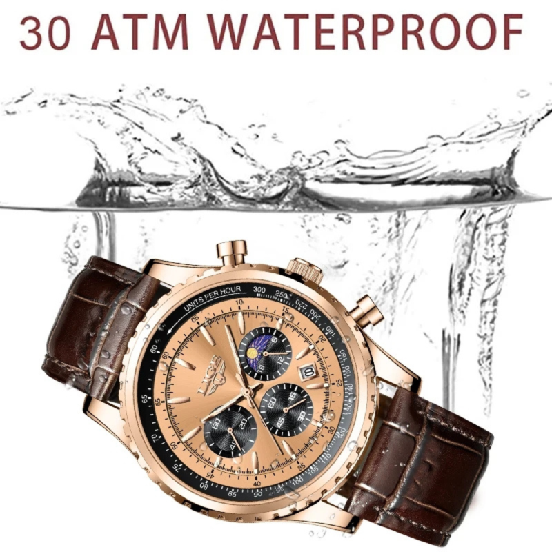 lige brown chronograph watch for men