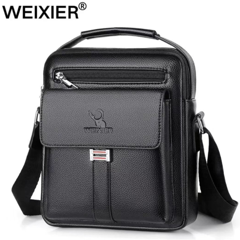 Weixier-244 black & brown color leather bag