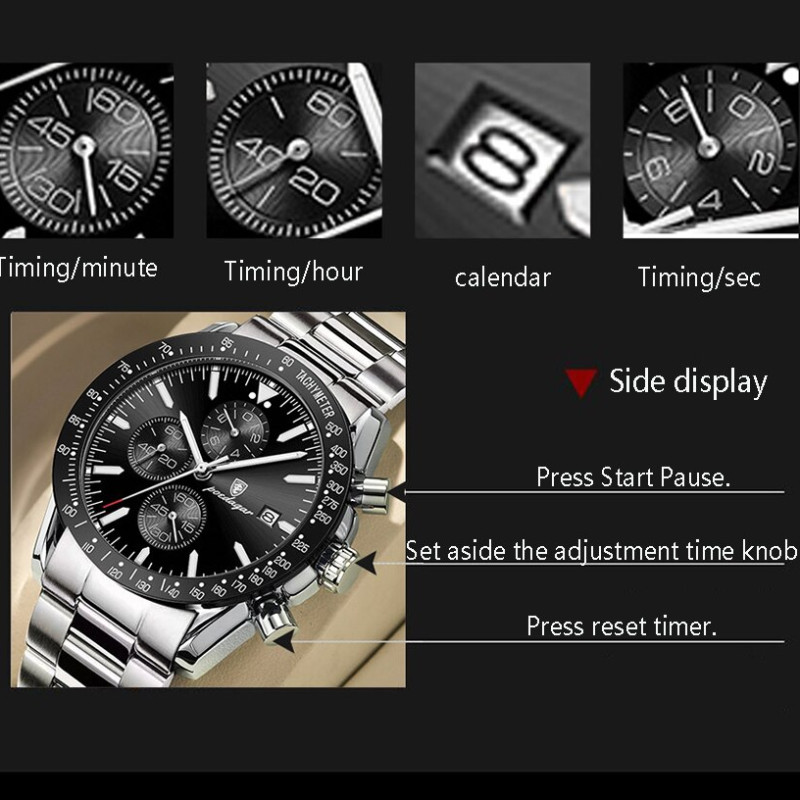 Luxury black watch for men