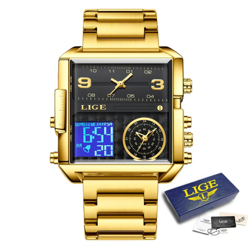 LIGE-8922 Luxury Golden watch