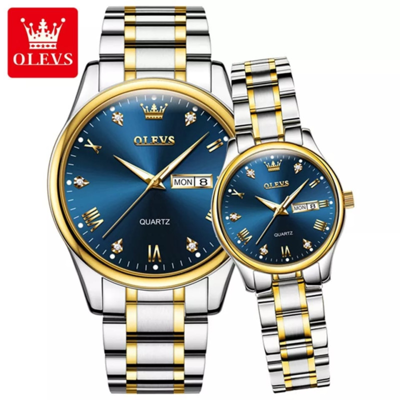OLEVS 5563 black waterproof watch for couple