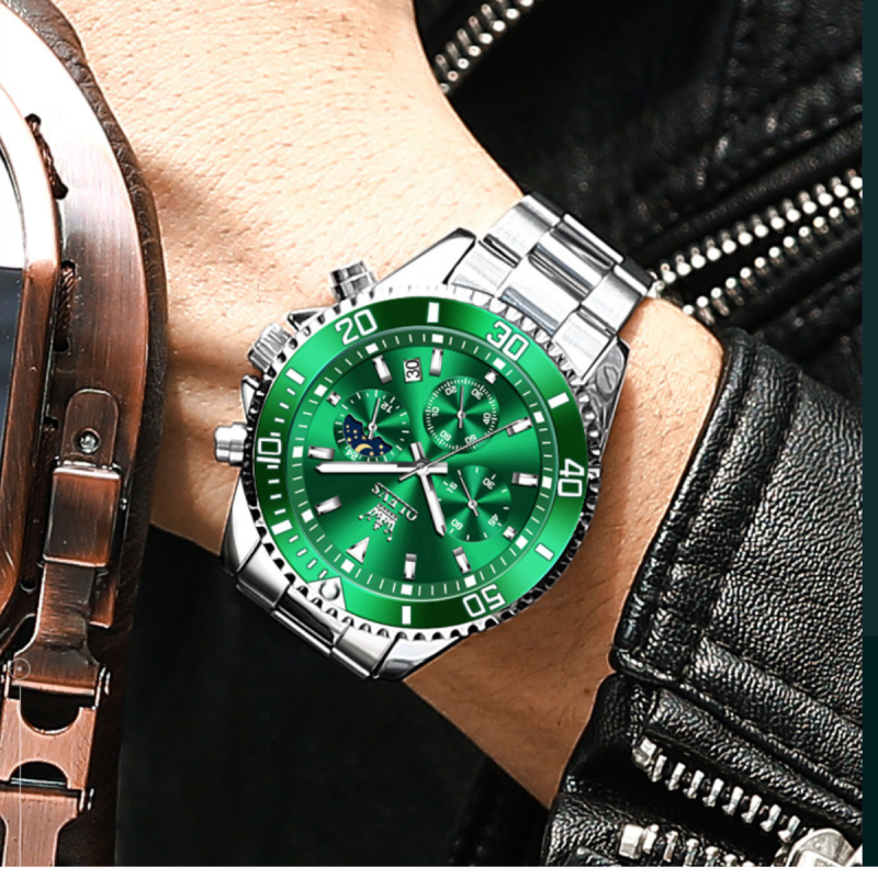 green silver olevs 2870 watch for men