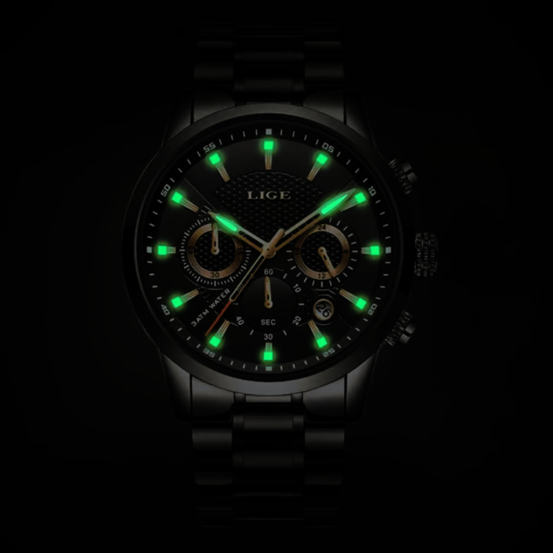 8966 black stainless steel watch for men