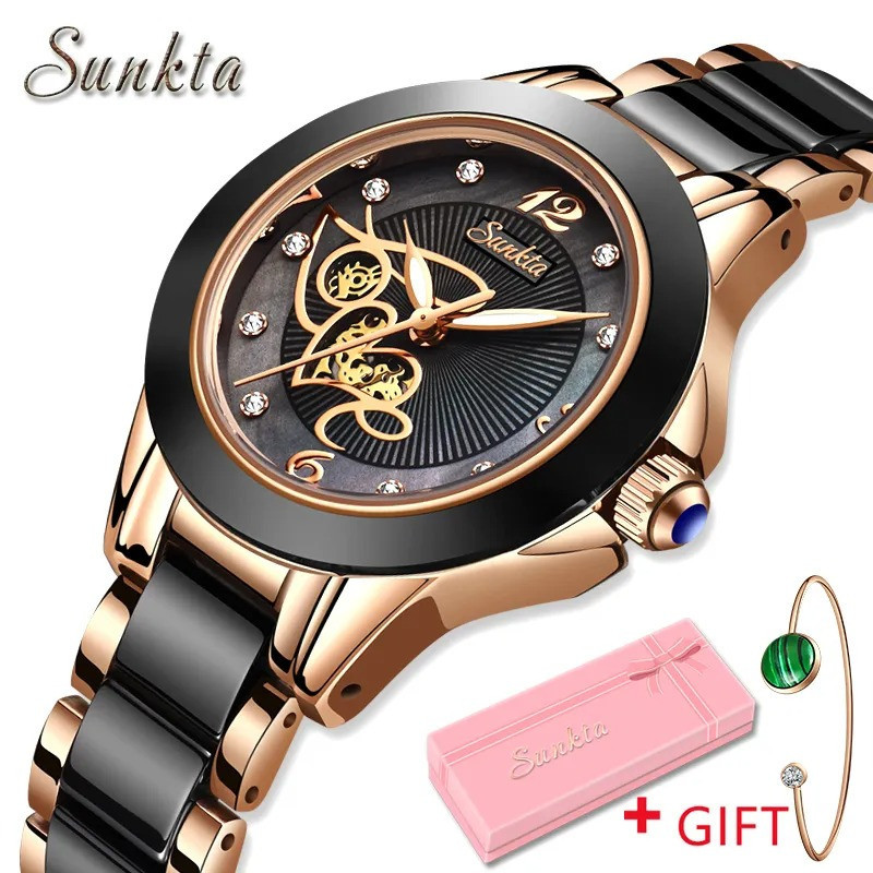 new arrival ladies ceramic black and white watch for ladies
