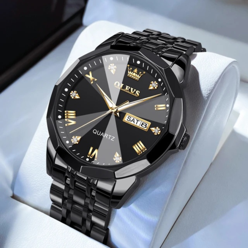 olevs black diamond watch for men