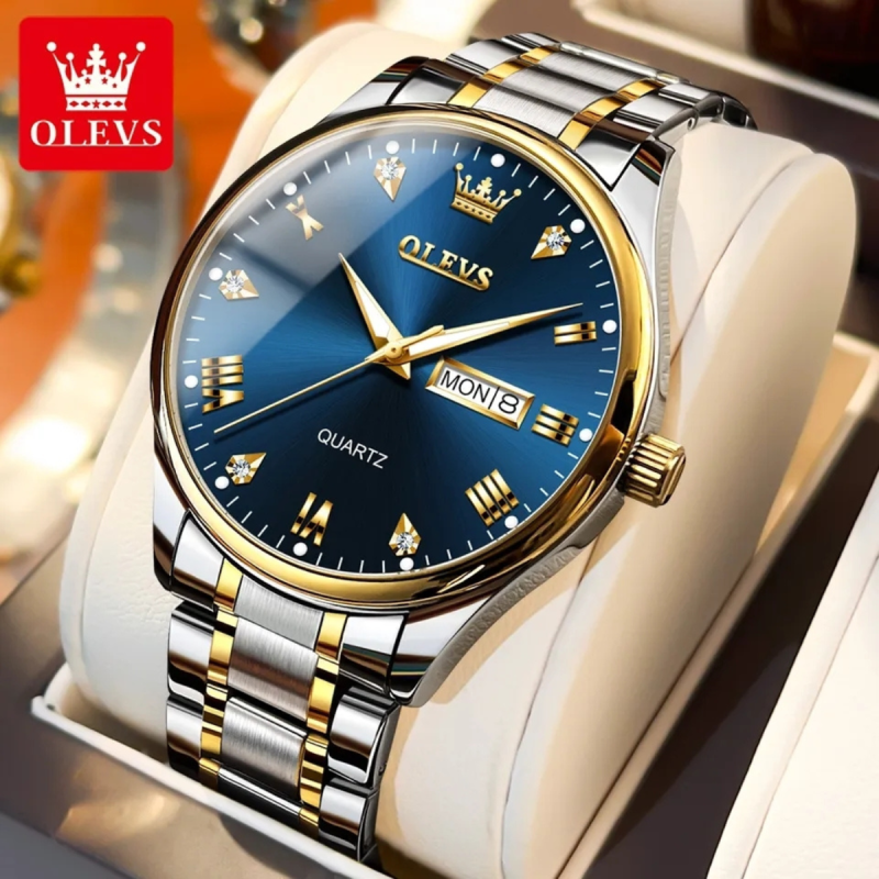 olevs 5563 blue couple watch