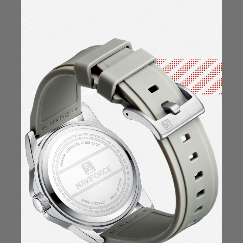 naviforce 8031 silicone belt watch for men's fashion