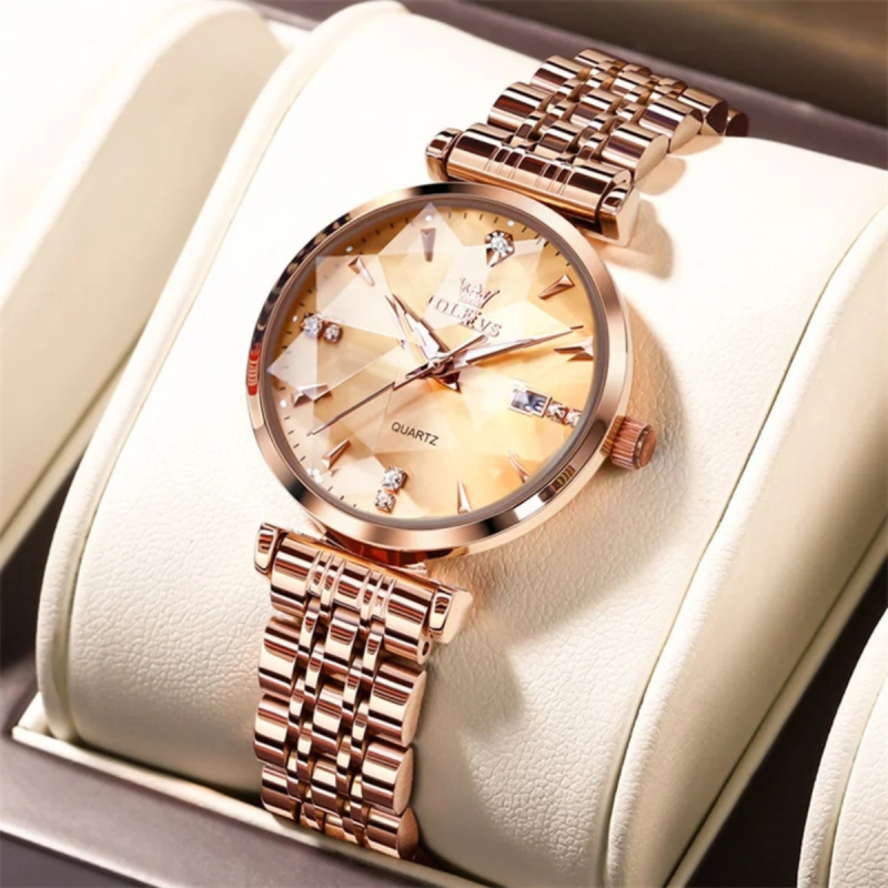 olevs 5536 golden watch for ladies fashion