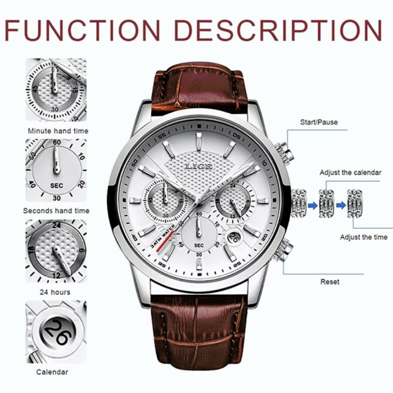 9866 lige chronograph watch for men