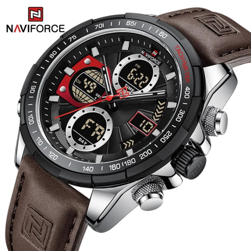 naviforce 9197 chocolate belt watch for men's fashion