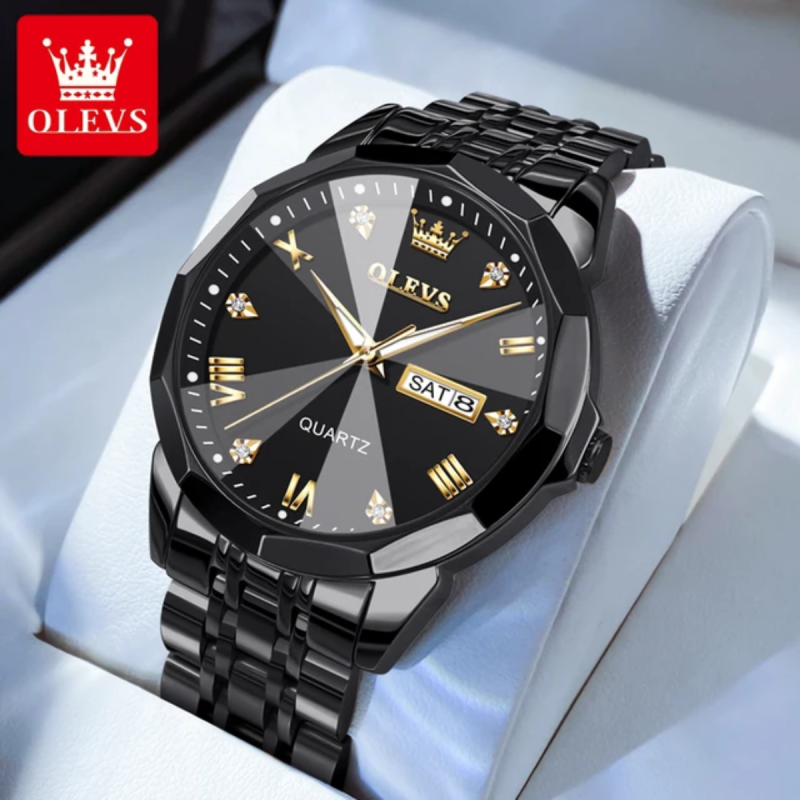 olevs black diamond watch for men