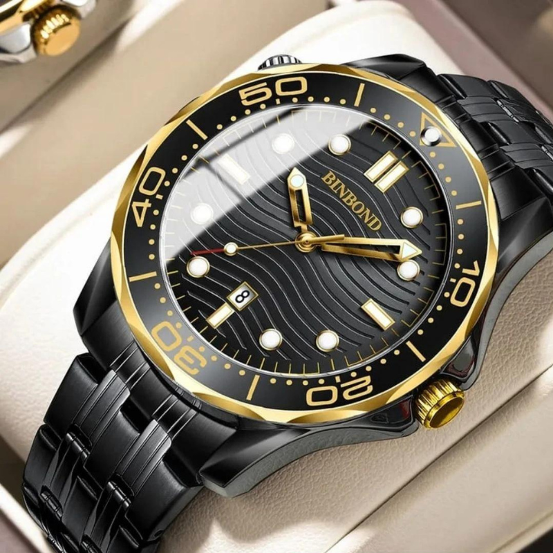 binbond black watch for men with 1 year warranty