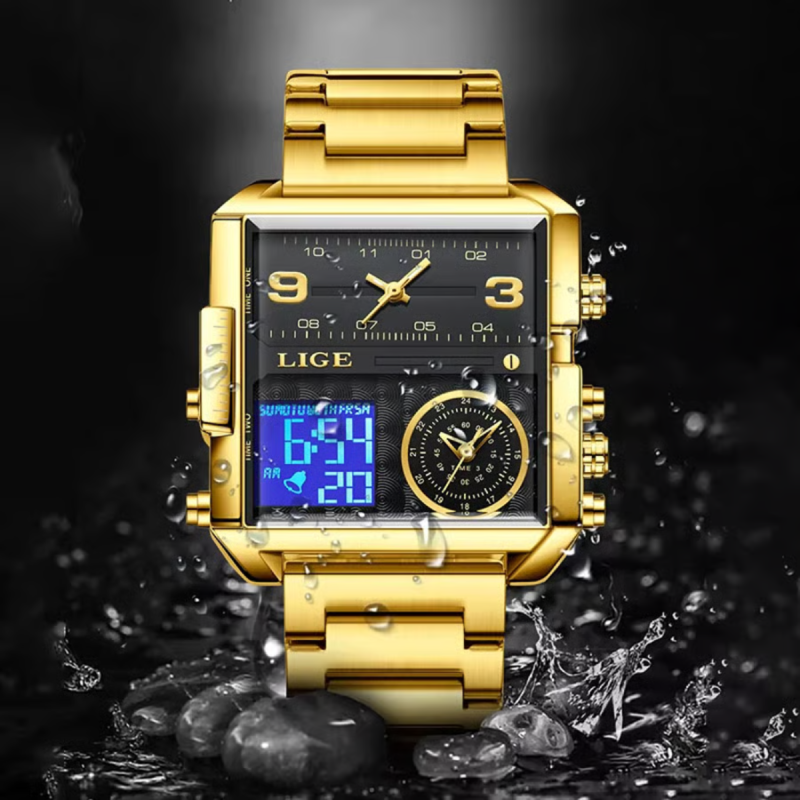 LIGE-8922 Luxury Golden watch