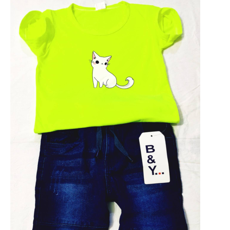 parrot green tshit with jeans