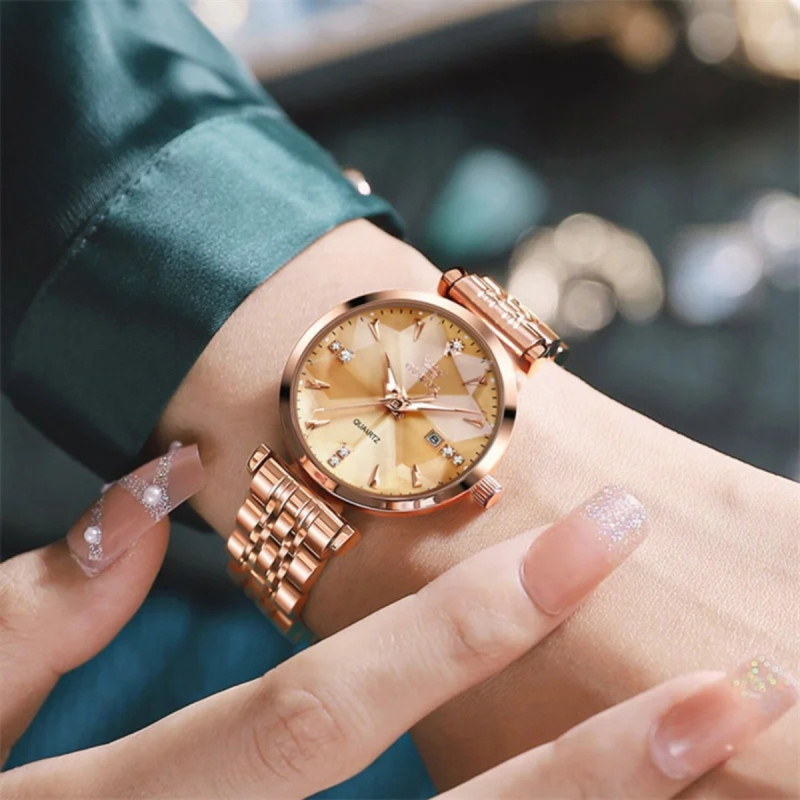 olevs 5536 golden watch for ladies fashion