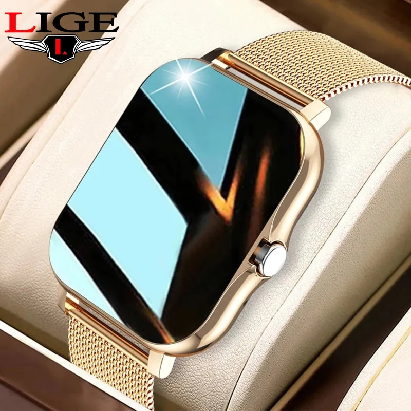 pure golden color Bluetooth call smart watch for iphone & android