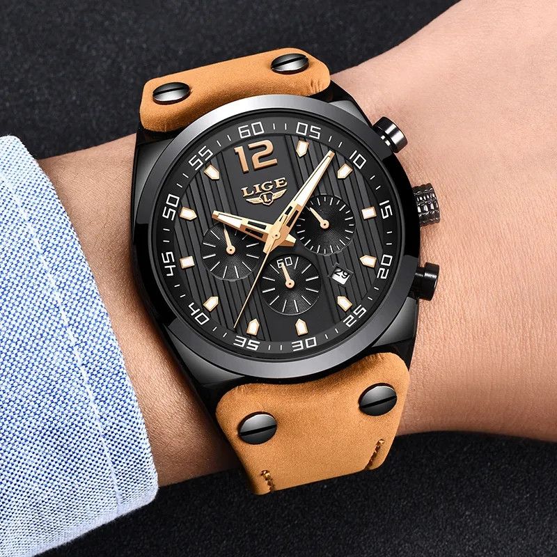 lige 9890 chronograph watch for men