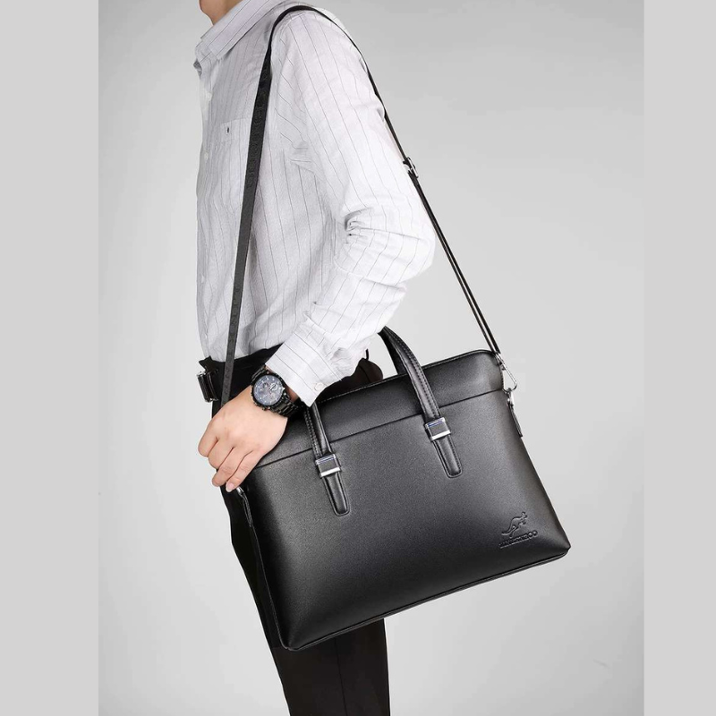 Men's leather waterproof bag for laptop