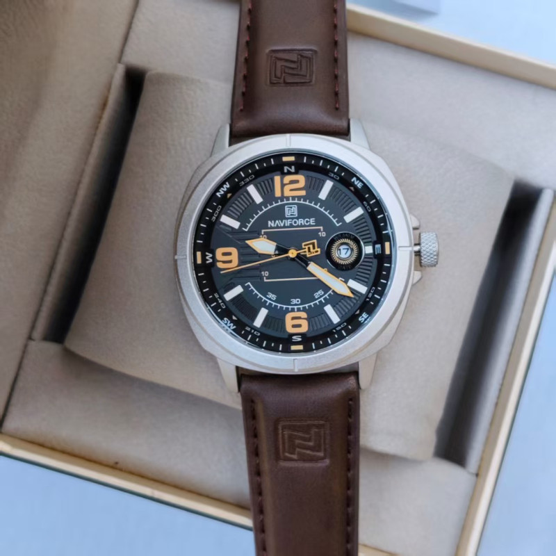 naviforce-NF8078 silver brown watch
