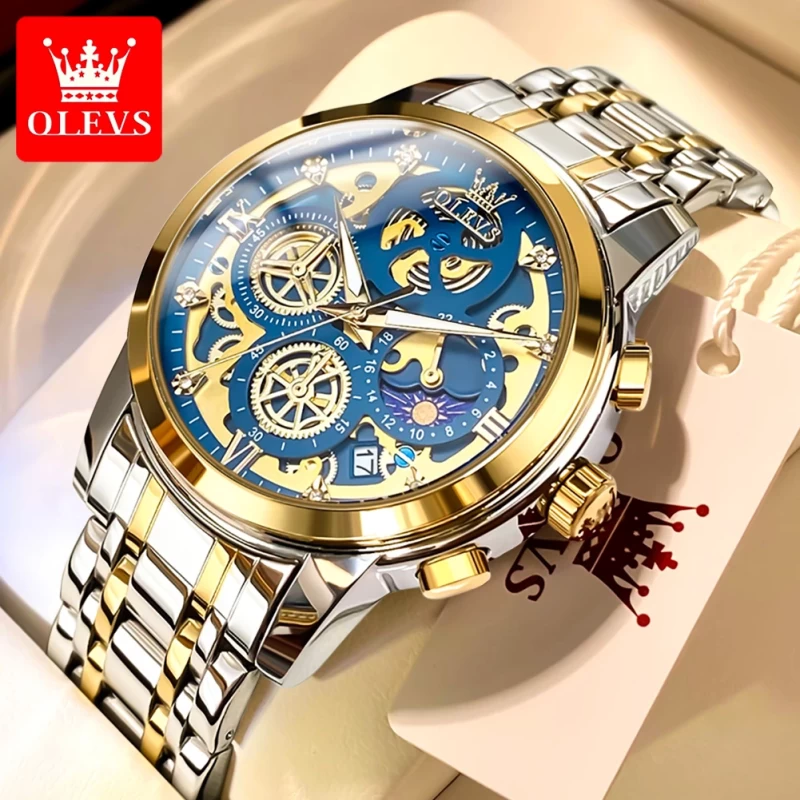 OLEVS 9947 Men's Luxury Watch Imitate Skeleton Watch