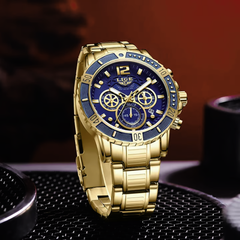 আকর্ষণীয় নতুন ডিজাইনের পুরুষদের Lige waterproof মেটালের ঘড়ি