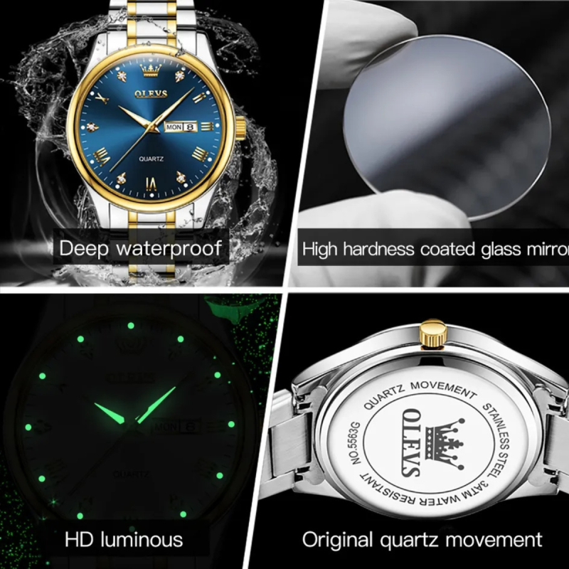 olevs 5563 blue couple watch