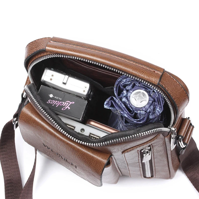 WEIXIER Men Shoulder Bags Crossbody Bag Multi-function Men's Handbags Capacity