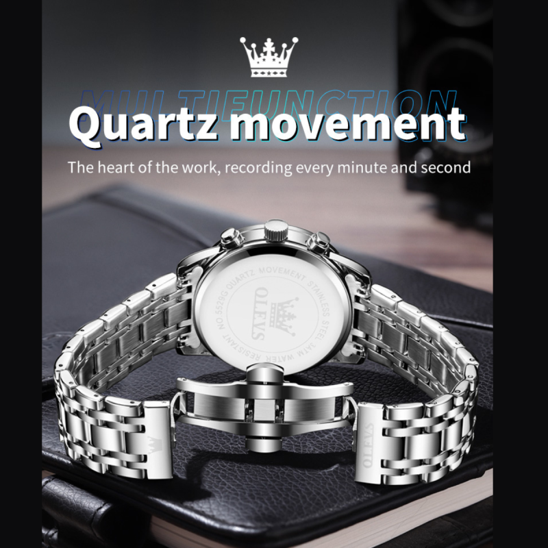olevs 5529 silver watch for men's corporate wear