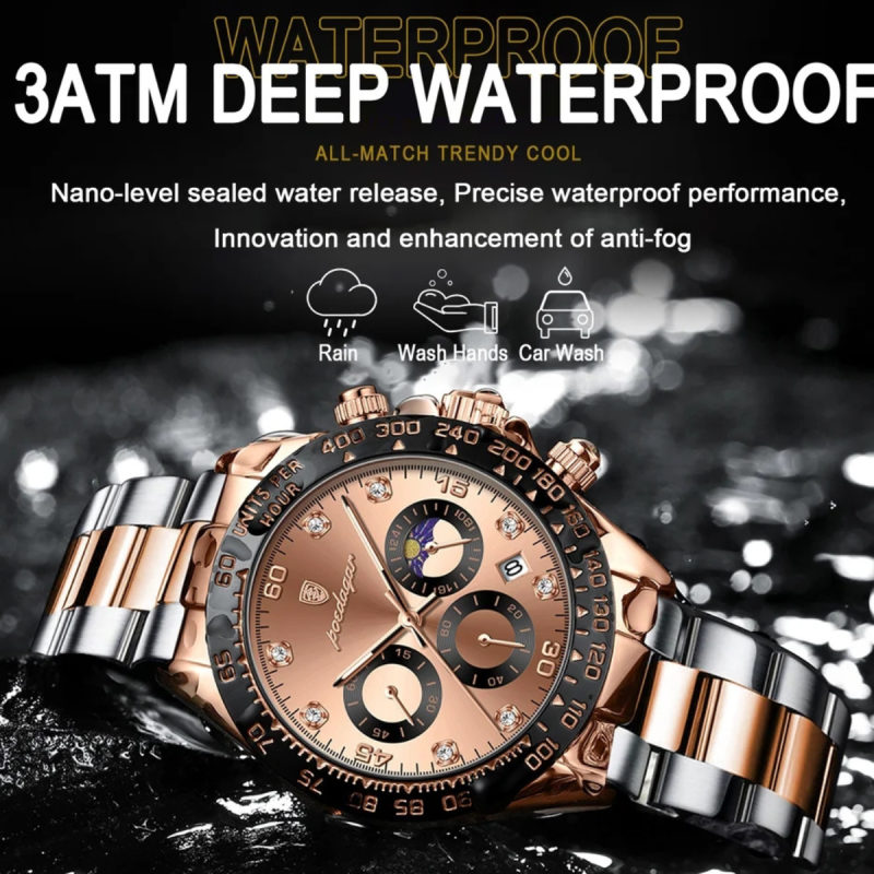 poedagar 629 chronograph watch for men's fashion