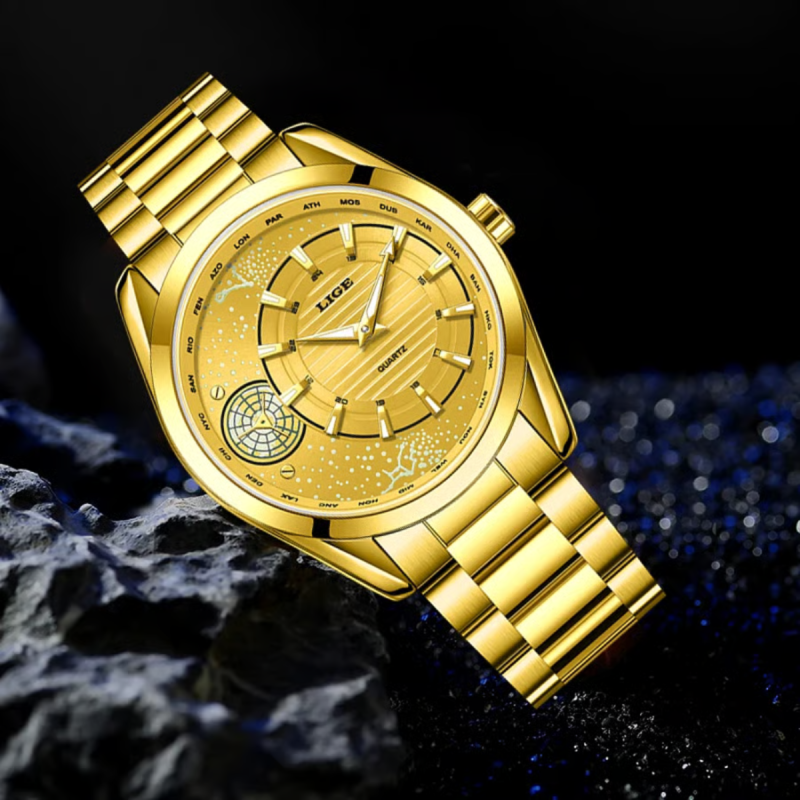 Lige-89262 golden watch