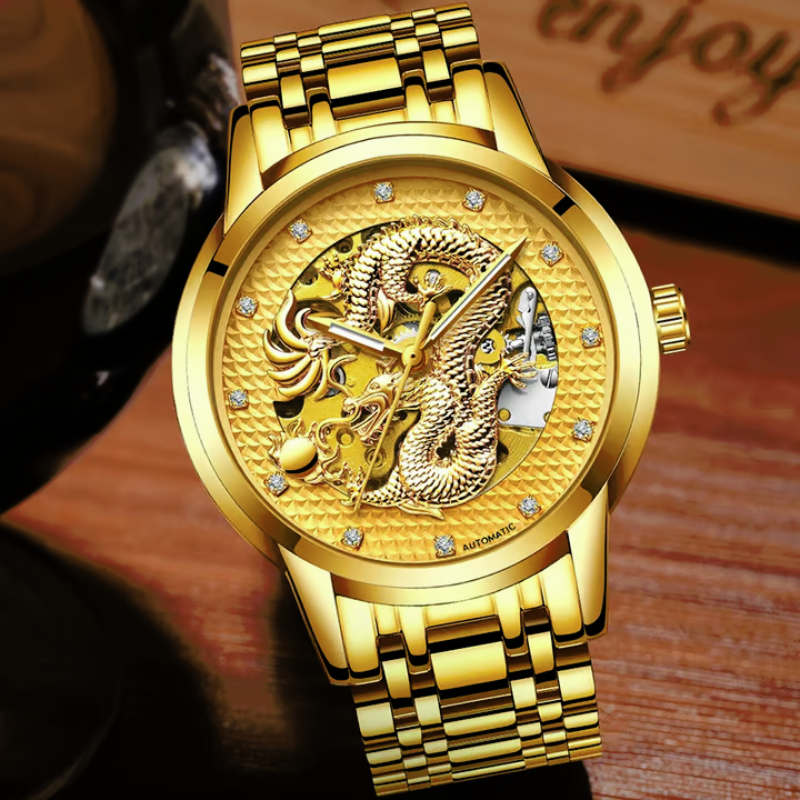 dragon style men's automatic mechanical watch