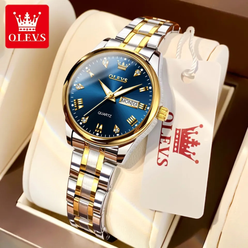 olevs 5563 blue couple watch