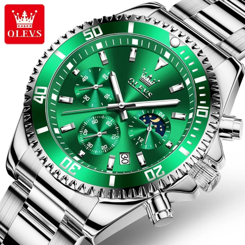 green silver olevs 2870 watch for men