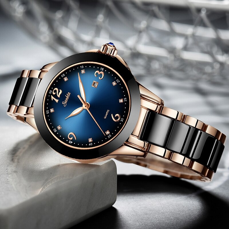 ladies ceramic waterproof watch for fashion