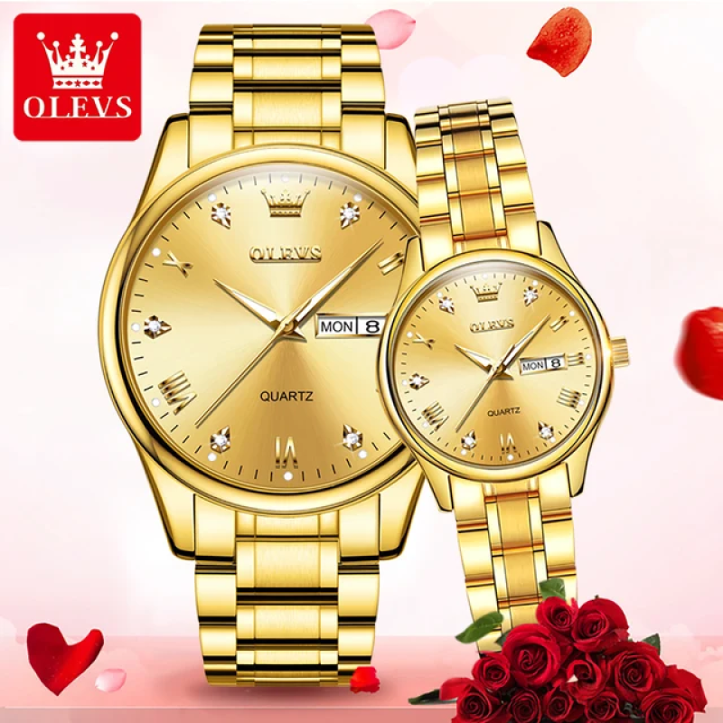 OLEVS 5563 black waterproof watch for couple