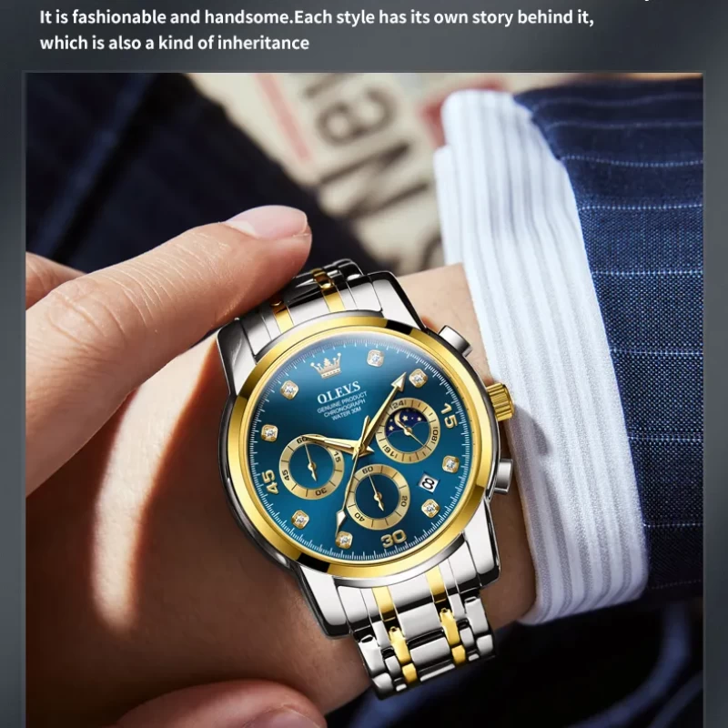 olevs 2889 chronograph watch for business men