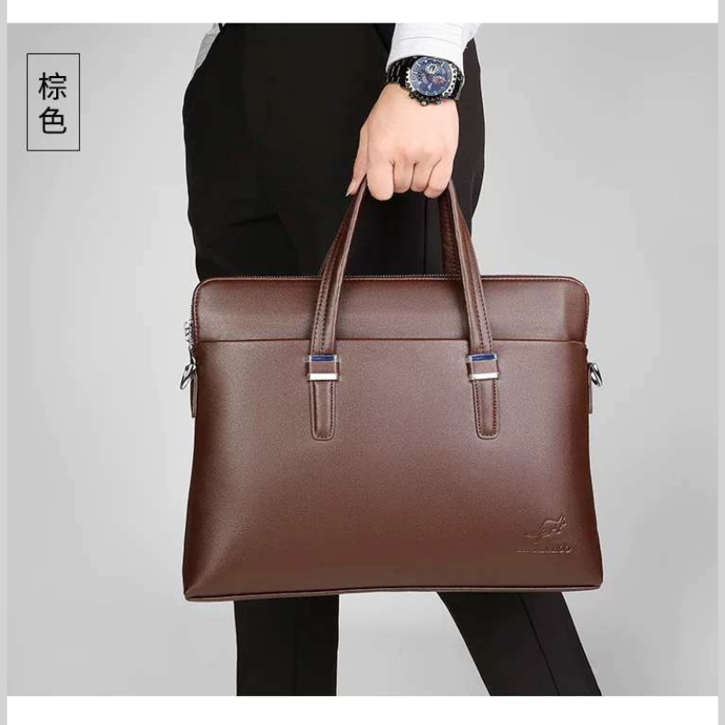 men's brown leather waterproof laptop bag