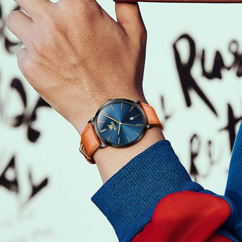 Olevs ultra thin dial 5869 original leather belt formal watch for men