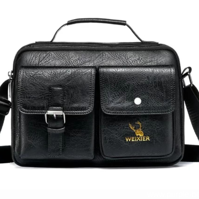 Weixier-9558 black leather multi pocket bag